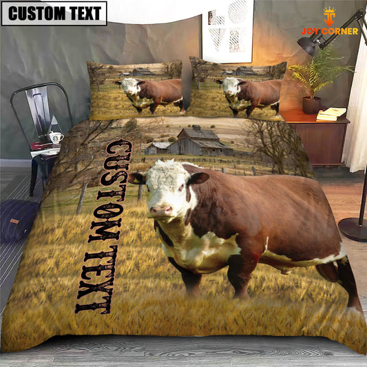 Joycorners Personalized Name Hereford Cattle On The Farm 3D Bedding Set