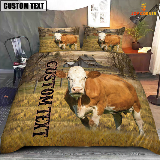 Joycorners Personalized Name Fleckvieh Cattle On The Farm 3D Bedding Set