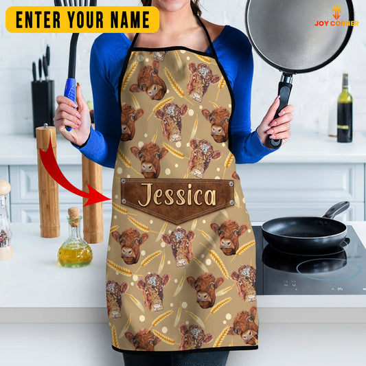 Joycorners Shorthorn Happy Face Custom Name Apron