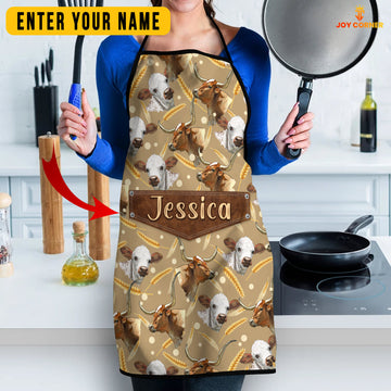 Joycorners Texas Longhorn Happy Face Custom Name Apron