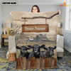 Joycorners Personalized Name Black Angus Wooden Pattern Blanket