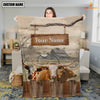 Joycorners Personalized Name Texas Longhorn Wooden Pattern Blanket