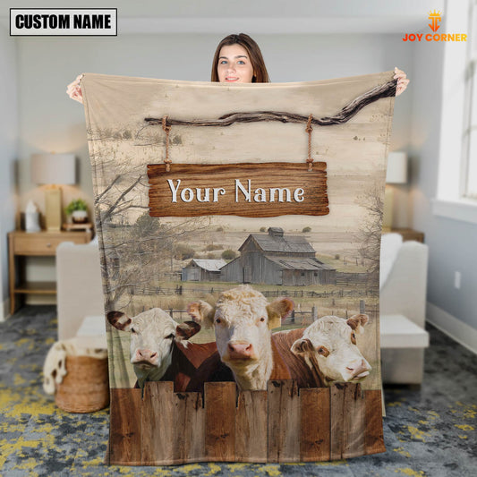 Joycorners Personalized Name Hereford Wooden Pattern Blanket