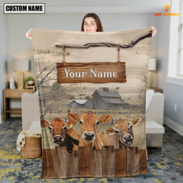 Joycorners Personalized Name Jersey Wooden Pattern Blanket
