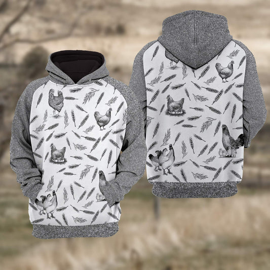 Joycorners Chicken  Black & White Raglan Hoodie