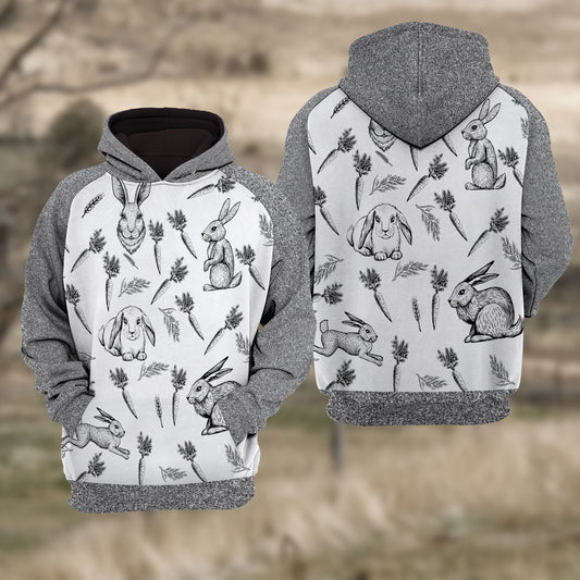 Joycorners Rabbit Black & White Raglan Hoodie