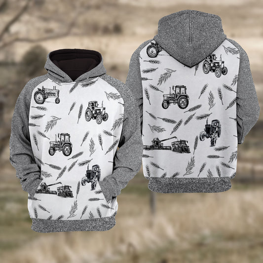 Joycorners Tractor Black & White Raglan Hoodie