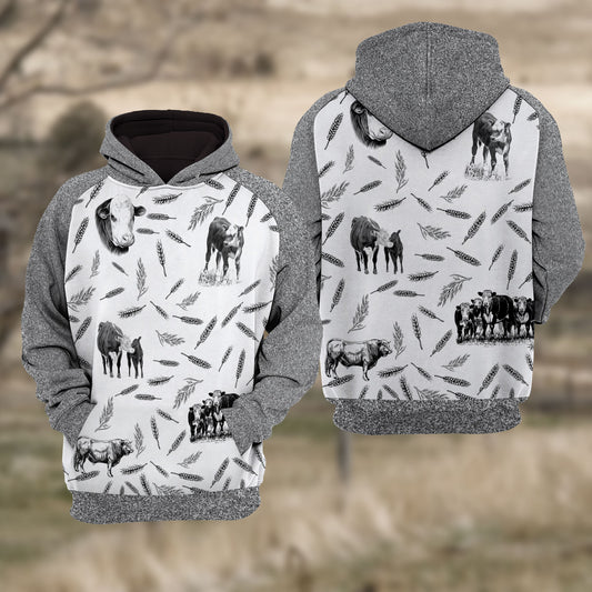 Joycorners Hereford Cattle Black & White Raglan Hoodie