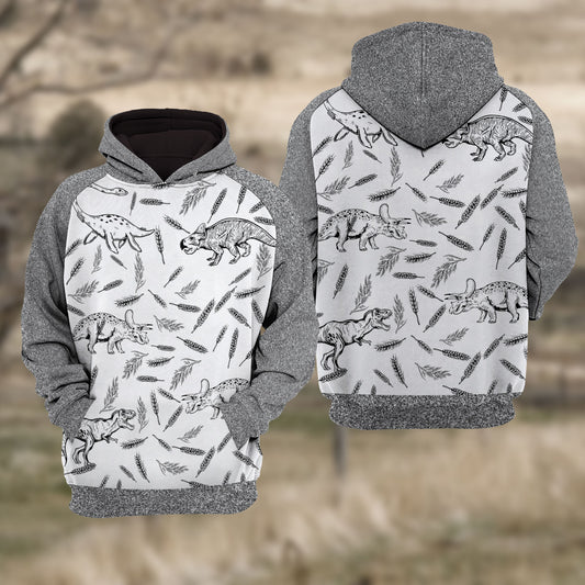 Joycorners Dinosaur Black & White Raglan Hoodie