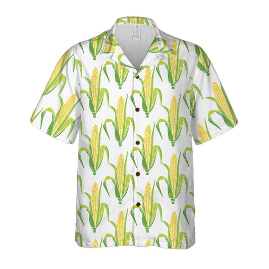 Joycorners Yellow Corncobs With Green Leaves All Over Printed 3D Hawaiian Shirt