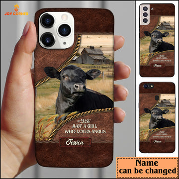 Joycorners Angus Leather Pattern Custom Name Phone Case - Iphone