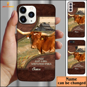 Joycorners Texas Longhorn Leather Pattern Custom Name Phone Case - Samsung