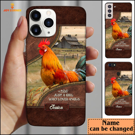 Joycorners Rooster Leather Pattern Custom Name Phone Case - Samsung