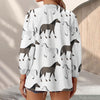 Joycorners Horse Pattern All Over Printed 3D Casual V Neckline Long Sleeve Blouses