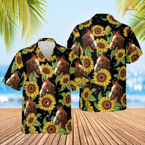 Joycorners Horse Sunflower Hawaiian Shirt 2023