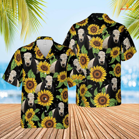 Joycorners Belted Galloway Sunflower Hawaiian Shirt 2023