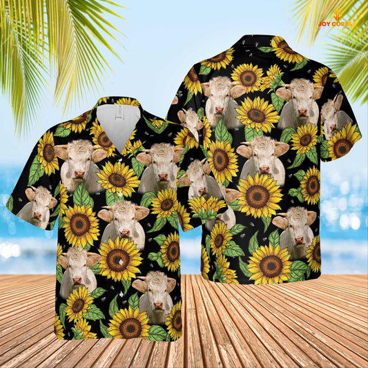 Joycorners Charolais Sunflower Hawaiian Shirt 2023