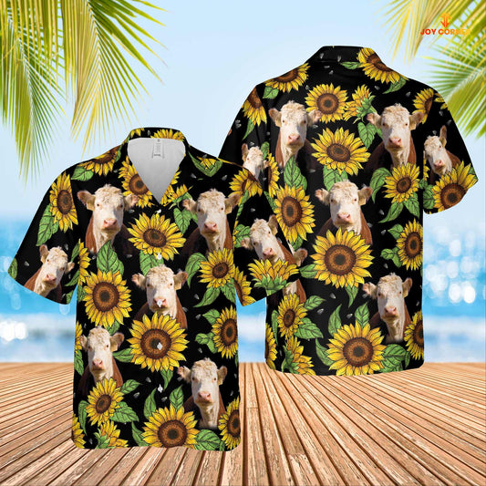 Joycorners Hereford Sunflower Hawaiian Shirt 2023