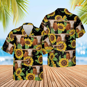 Joycorners Texas Longhorn Sunflower Hawaiian Shirt 2023