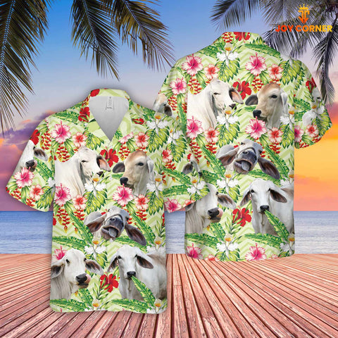 Joycorners Brahman Hibicus Floral 3D Hawaiian Shirt