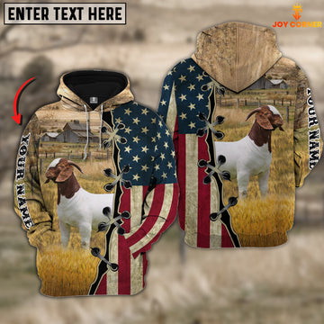 Joycorners Boer On Farms Custom Name American Flag 3D Shirt