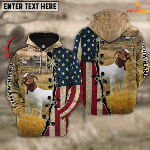 Joycorners Boer On Farms Custom Name American Flag 3D Shirt