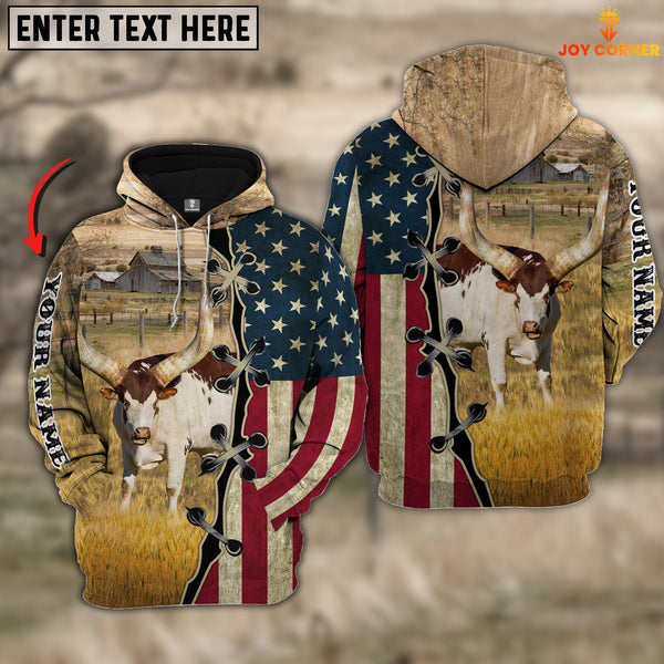 Joycorners Watusi On Farms Custom Name American Flag 3D Shirt
