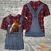 Joycorners Horse Red Plaid Pattern 3D Shirts