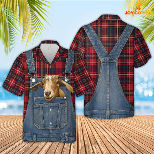 Joycorners Goat Red Plaid Pattern 3D Shirts