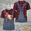 Joycorners Pig Red Plaid Pattern 3D Shirts