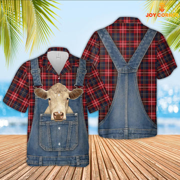 Joycorners Charolais Red Plaid Pattern 3D Shirts