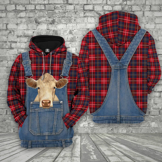 Joycorners Charolais Red Plaid Pattern 3D Shirts