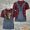 Joycorners Texas Longhorn Red Plaid Pattern 3D Shirts