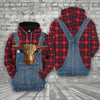 Joycorners Texas Longhorn Red Plaid Pattern 3D Shirts