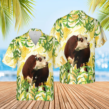 Joycorners Corn Farm Hereford All Over Printed 3D Hawaiian Shirt