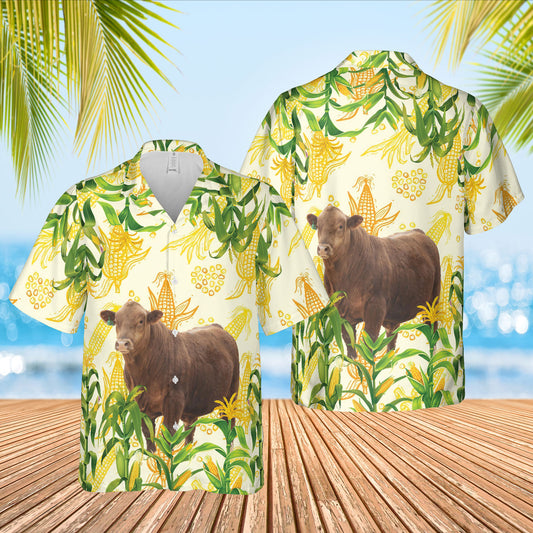 Joycorners Corn Farm Gelbvieh All Over Printed 3D Hawaiian Shirt