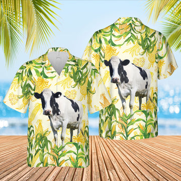 Joycorners Corn Farm Holstein All Over Printed 3D Hawaiian Shirt