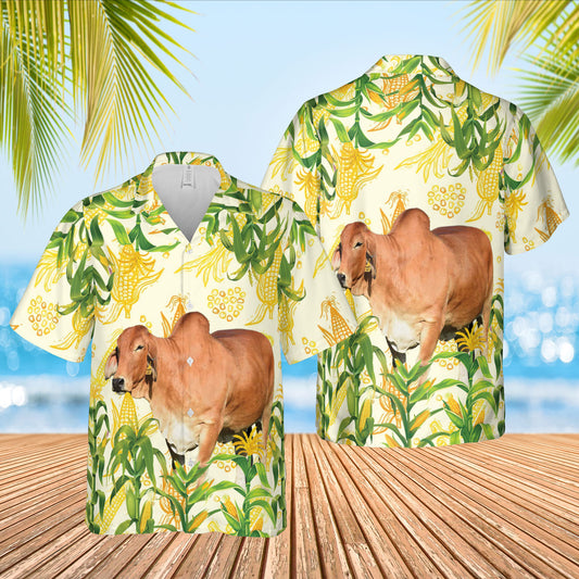 Joycorners Corn Farm Red Brahman All Over Printed 3D Hawaiian Shirt