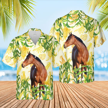 Joycorners Corn Farm Horse All Over Printed 3D Hawaiian Shirt