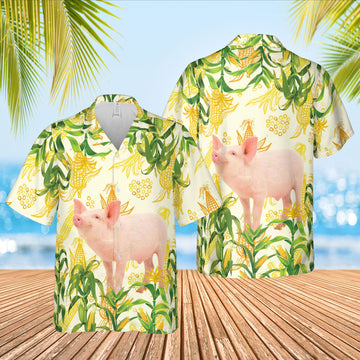 Joycorners Corn Farm Pig All Over Printed 3D Hawaiian Shirt