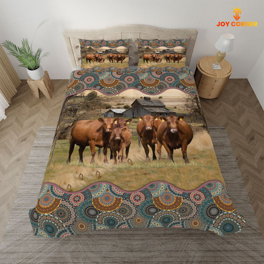 JoyCorners Red Angus Vintage 3D Bedding Set