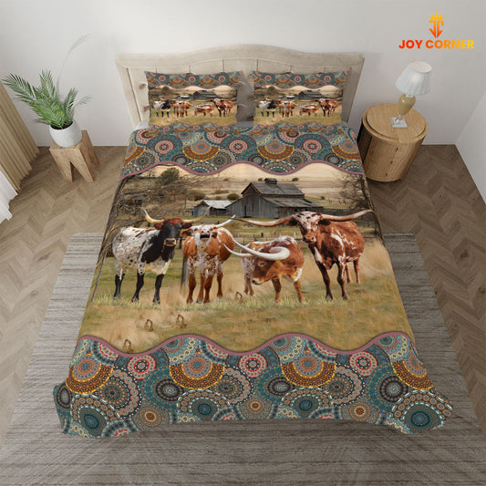 JoyCorners Texas Longhorn Vintage 3D Bedding Set