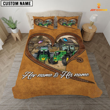 JoyCorners Tractor Couple Pattern Personalized Name 3D Bedding Set