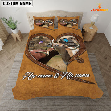 JoyCorners Texas Longhorn Couple Pattern Personalized Name 3D Bedding Set