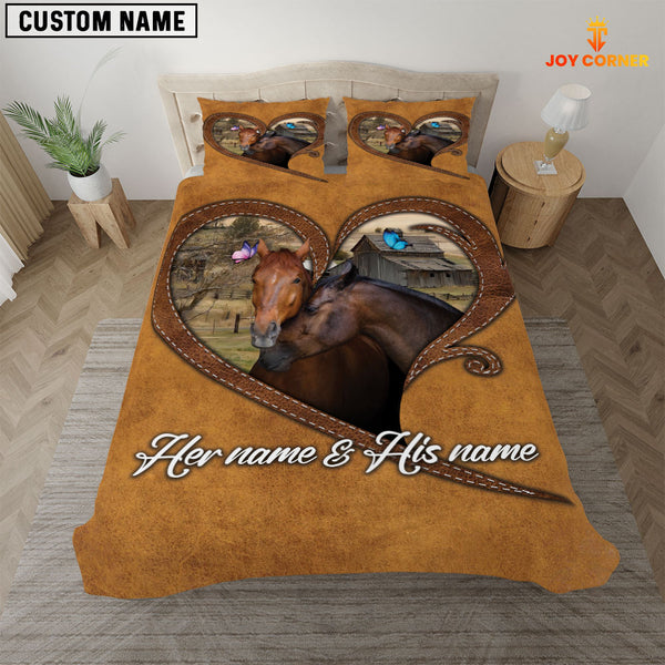 JoyCorners Horse Couple Pattern Personalized Name 3D Bedding Set