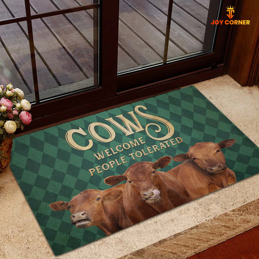 Joycorners Red Angus Welcome People Tolerated Doormat