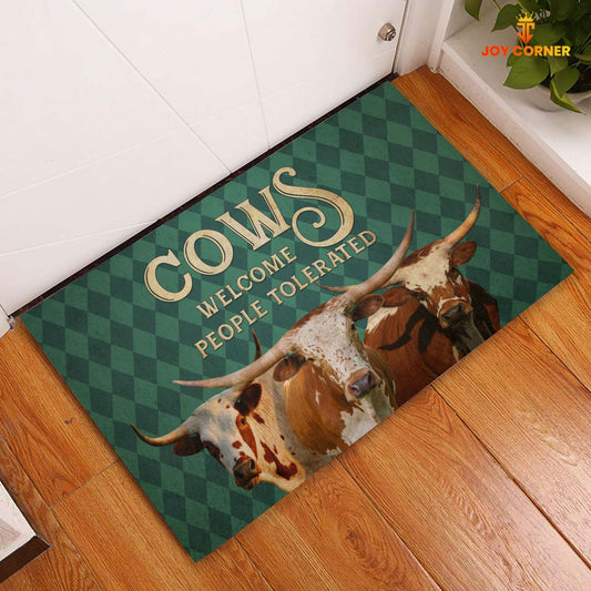 Joycorners Texas Longhorn Welcome People Tolerated Doormat