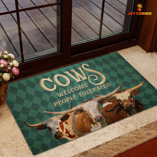 Joycorners Texas Longhorn Welcome People Tolerated Doormat