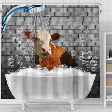 Joy Corners Simmental Brick Wall 3D Shower Curtain