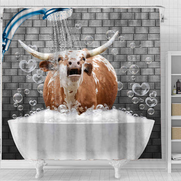 Joy Corners Texas Longhorn Brick Wall 3D Shower Curtain